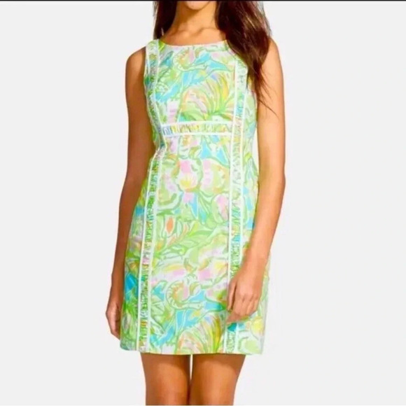 Lilly Pulitzer Fryer Shift Dress in Elephant Ears Print Style 70709 Size 6 - Picture 1 of 6